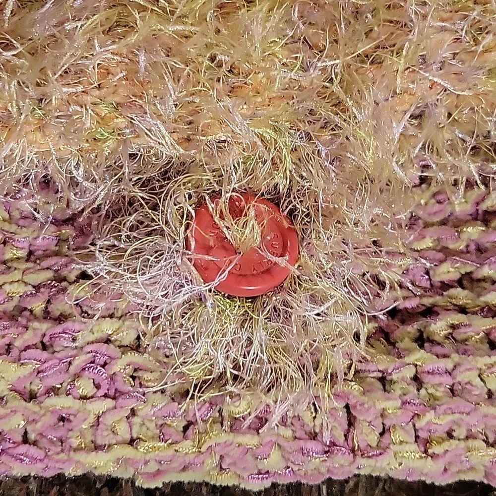 Hand knitted backpack with eyelash and velvety yarns - Handmade